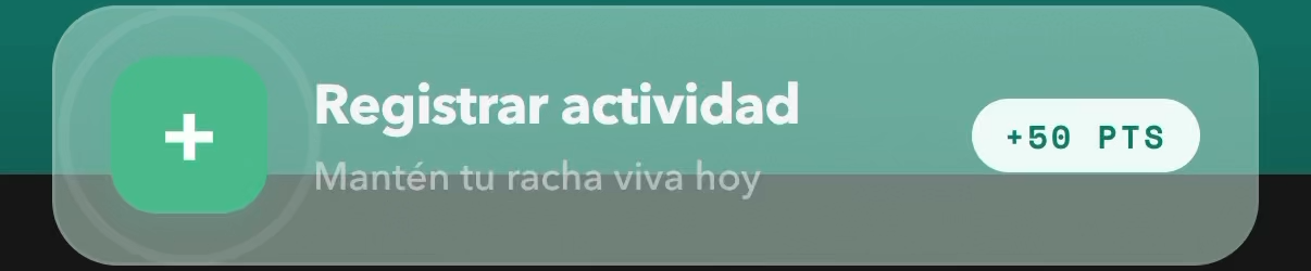 Log activity +50 PTS (real app)