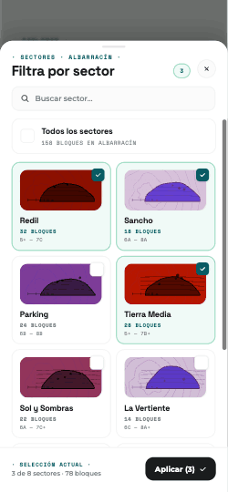Explore — sector selector (real app)